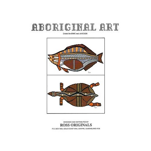  Graeme Ross Cross Stitch Chart - Aboriginal Art - Barramundi and Long-necked Tortoise