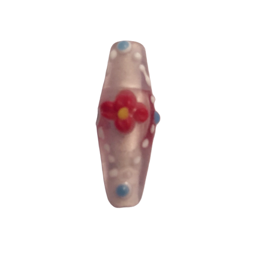 Bead - Glass Pink/Red Flowers