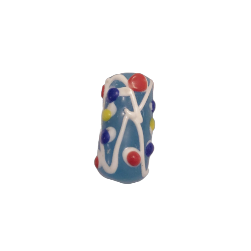 Bead - 15mm Barrel Aqua/Dots