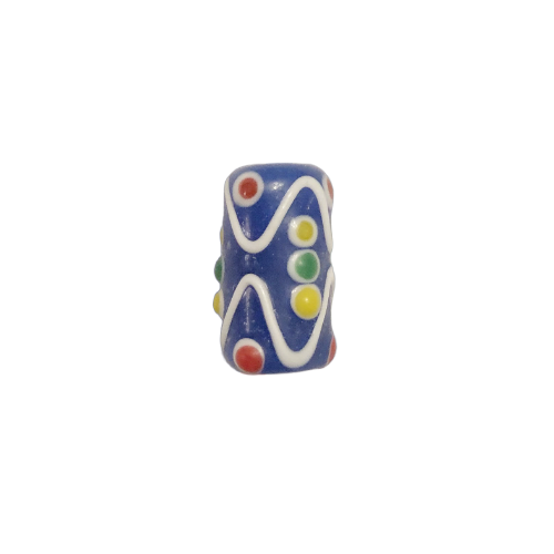 Bead - 15mm Barrel Royal Blue/Dots