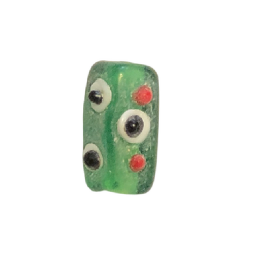 Bead - 12mm Barrel Green/Dots