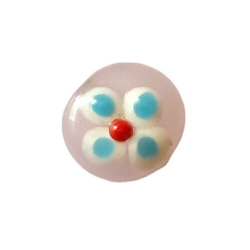 Bead - Flat Oval Pink/Flower