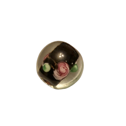 Bead - Glass Rose Black