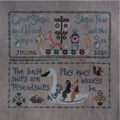 The Blue Flower Friendship Sampler Cross Stitch Pattern
