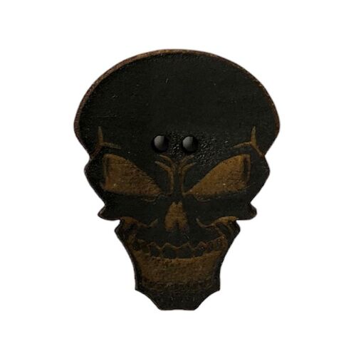 Button -Skull Wooden Button
