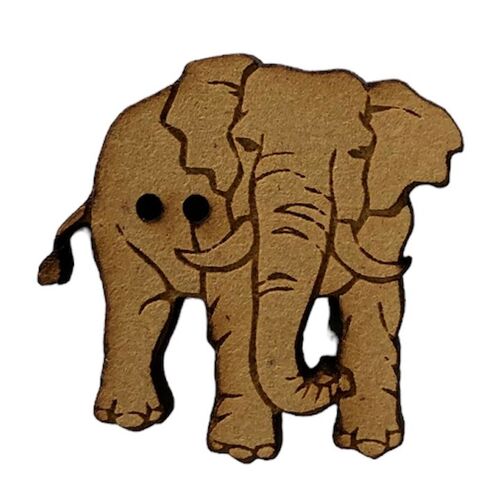 Button - Elephant Wooden Button