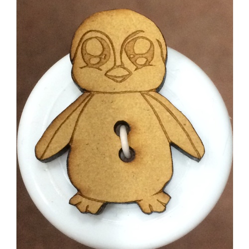 Button -Penguin Wooden button