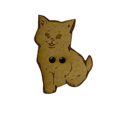 Button - 26mm Wooden Cat