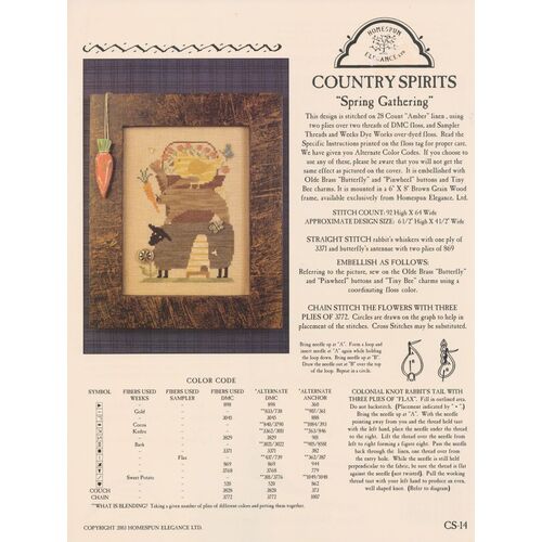 Country Spirits Spring Gathering Cross Stitch Chart