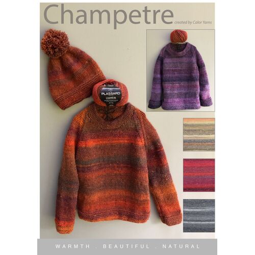 CY127 - 10 ply Classic Sweater & Beanie  in Plassard Champetre 