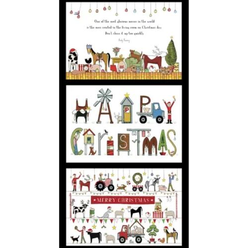 Fabric - Red Tractor Christmas in Australia Panel