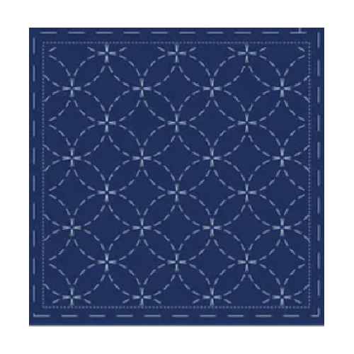 Fabric Piece - Sashiko Panel Navy - Circles