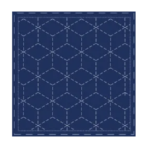 Fabric Piece - Sashiko Panel Navy - Cubes