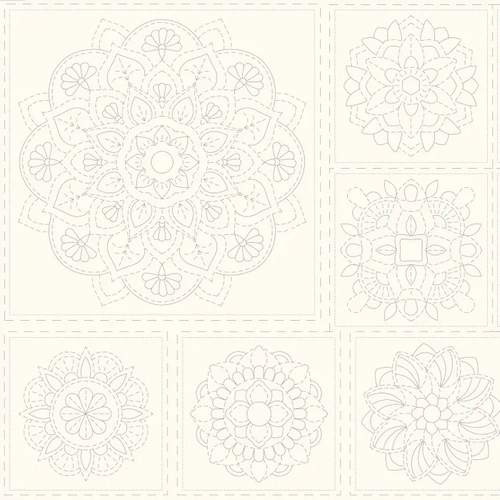 Mandala Sashiko Stitchery Panel – Natural