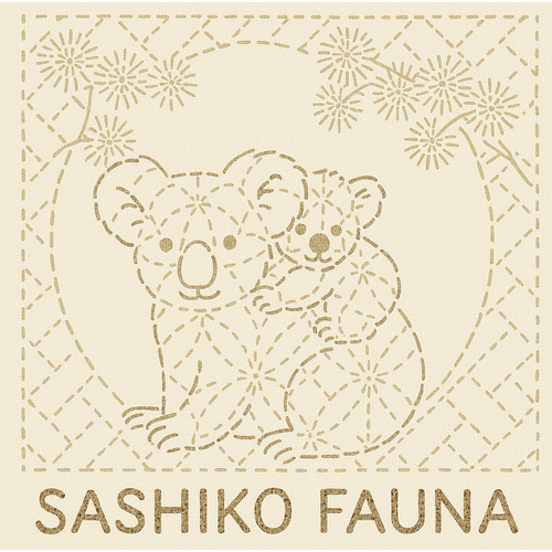 Sashiko Fauna – Natural Panel