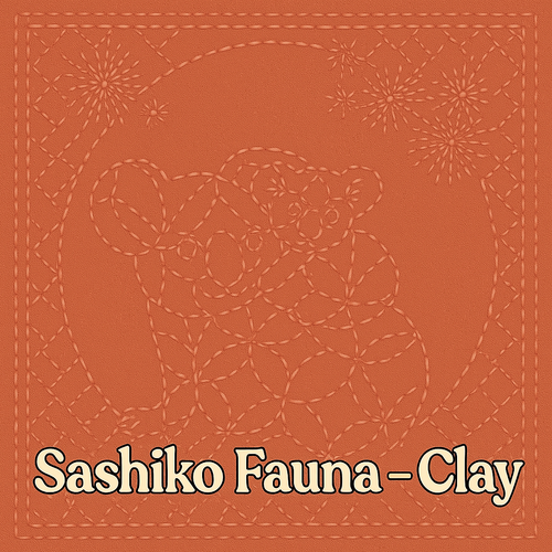 Sashiko Fauna – Clay Coloured  Panel
