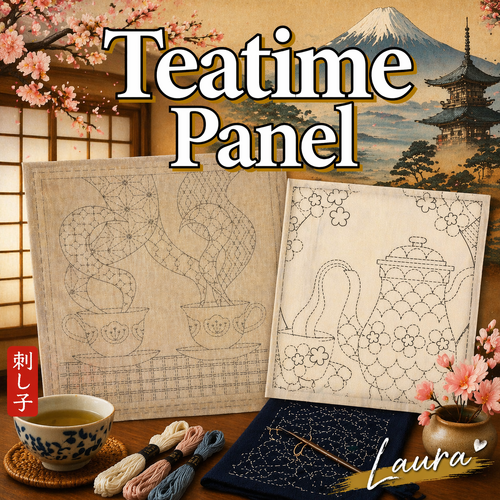 Sashiko Teatime Natural Panel (DV4265) – Devonstone