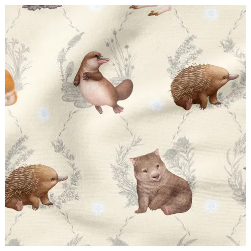 Fabric Piece - Little Aussie Friends Collection DV5592 Cream 100cm x 110cm