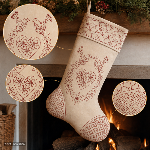 Devonstone Sashiko Christmas Stocking Nature Panel DVC1000