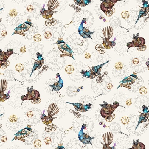Fat Quarter - Gears and Feathers Fabric Collection by Nutex (STEAMPUNK)