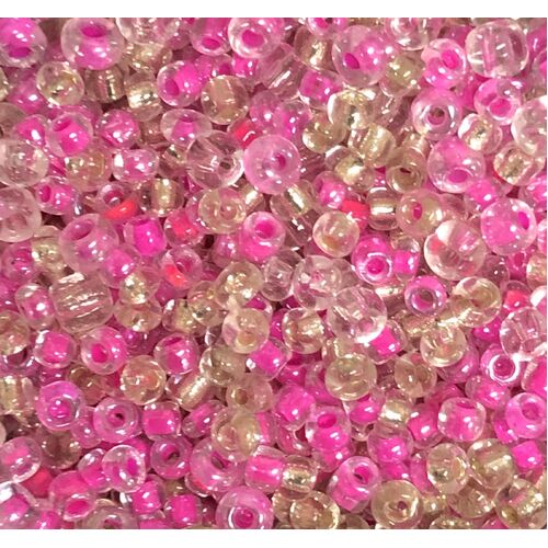Bead - Bead Mix Pink/Silver 100gms