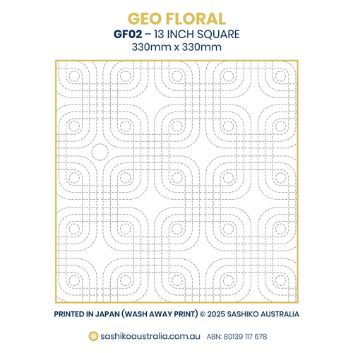 GF02 – Interlocking Geometric Sashiko Panel (13″ Square)