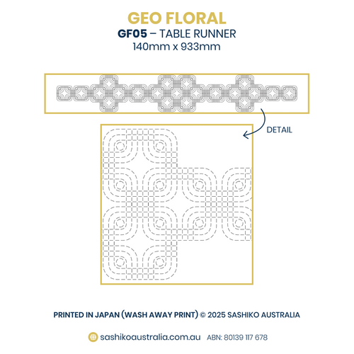 GF05 – Interlocking Geometric Sashiko Table Runner