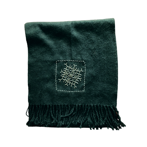 Hand beaded Scarf Dk Green