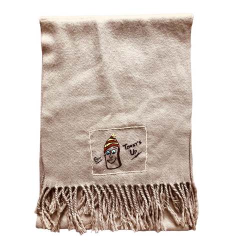 Hand Embroidered Scarf Tan Toast