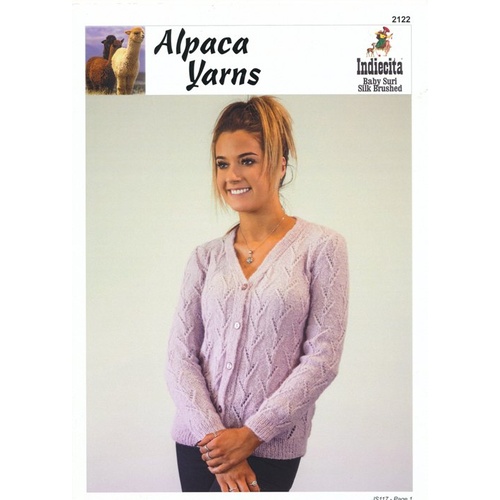 JS117 - Indiecita 2-3 Ply Baby Suri Lace Cardigan 2122