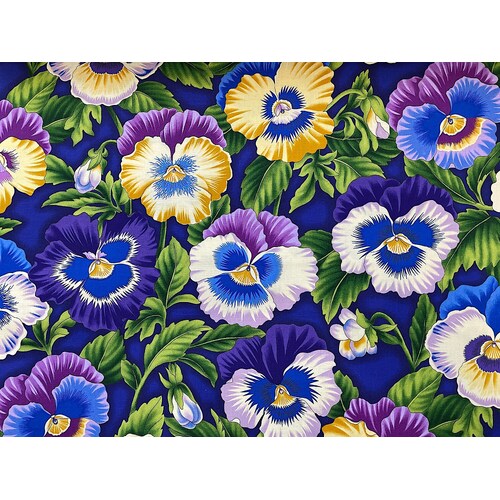 Fabric- Flower Festival- Pansies Cobalt