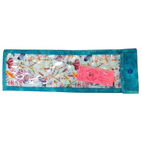 Knitting Needle Wraps -  Flowers on Blue Background