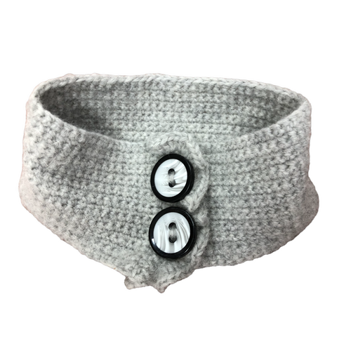 Knitted Cowl - Grey with Buttons