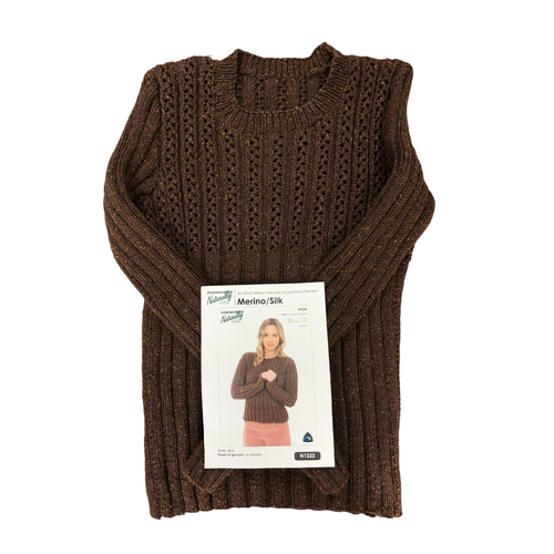 Adult's Knitted Jumper - Naturally Merino Silk - Brown