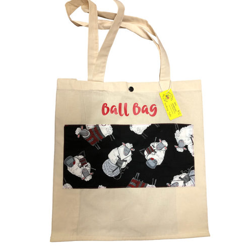 Fabric Knitting Tote - Calico Ball Bag