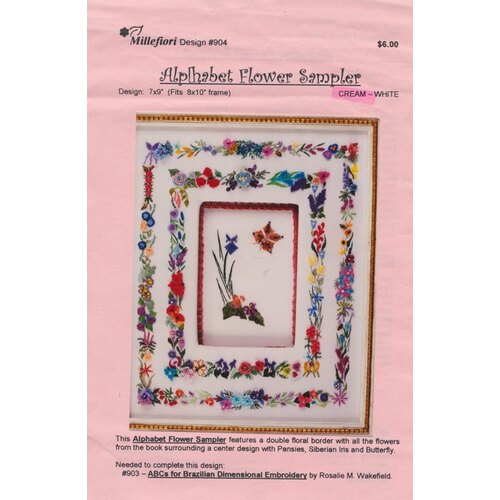 Millefiori Alphabet Flower Sampler - Embroidery Panel