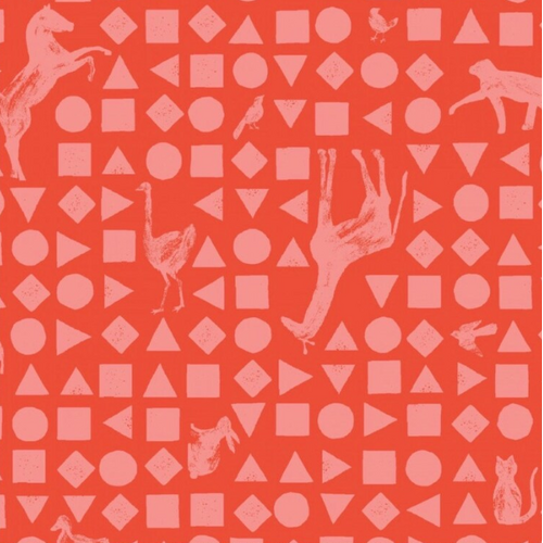 Fabric - Can Animals Count - Animal Blocks - Red