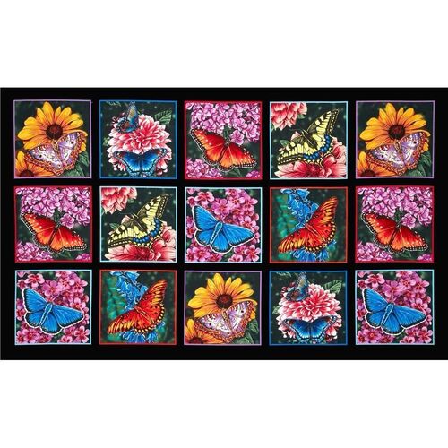 Fabric - Butterfly Garden and Flowers Panel