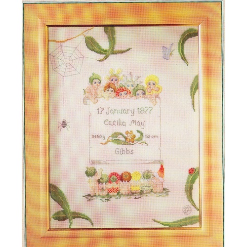 May Gibbs Birth Sampler Cross Stitch Kit Aida