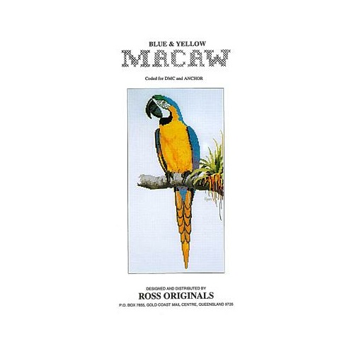  Graeme Ross Cross Stitch Chart - Blue & Yellow Macaw