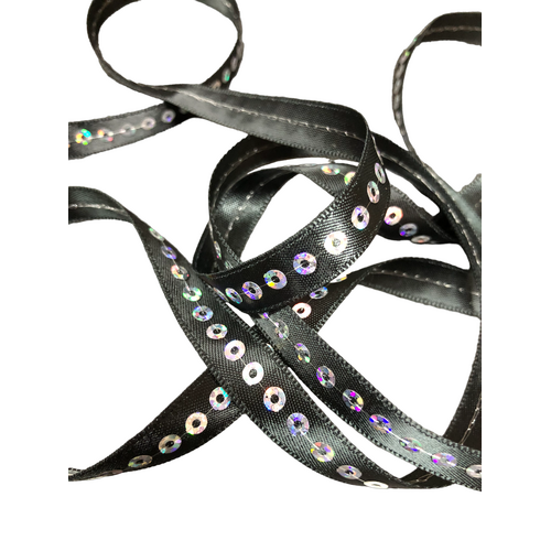 Ribbon - 9mm Sequinned Satin Black