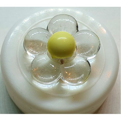 Button - 18mm Yellow Clear Flower