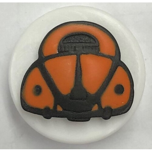 Button - 19mm Orange Car Metal