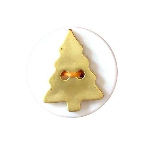 Button - Christmas Tree - Gold