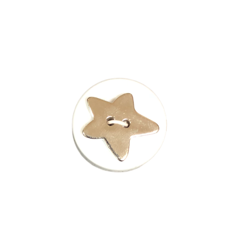 Button - 2 Hole Matt Silver Star 15mm