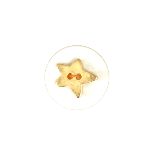Button - 2 Hole Matt Gold Star 15mm