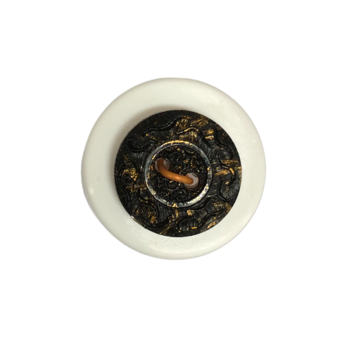 Button - 15mm 2 Hole Gold Fleck 03 Black