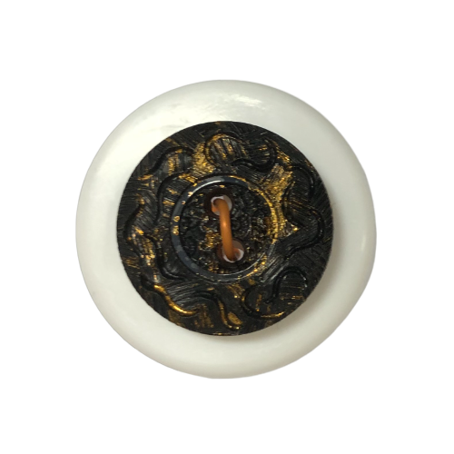 Button - 19mm 2 Hole Gold Fleck 03 Black