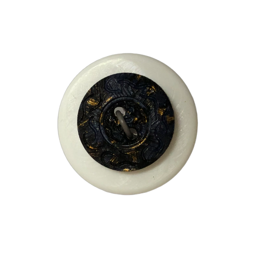 Button - 19mm 2 Hole Gold Fleck 73 Blue