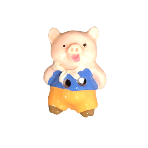 Button - Pig in Blue Overalls 12mm